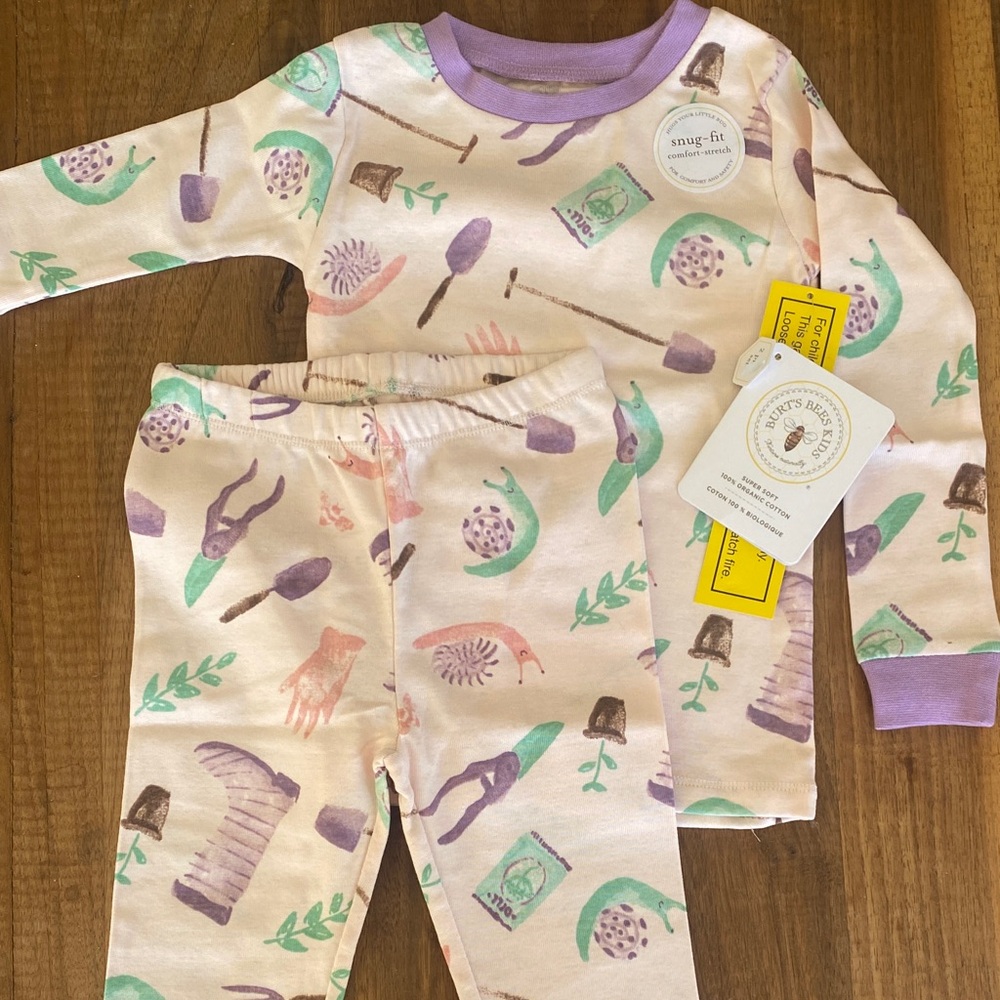 Burt’s Bees Kids Pajamas - 3T Lilac Tree Purple and Green